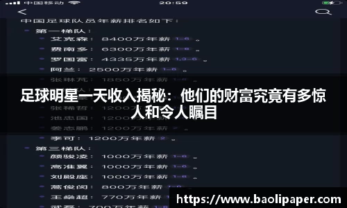 足球明星一天收入揭秘：他们的财富究竟有多惊人和令人瞩目
